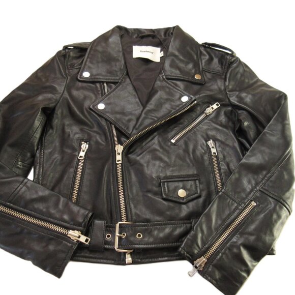 NWT DEADWOOD Joan in Black Leather Motorcycle Moto Jacket Fr 38 / US 6 - Picture 7 of 13
